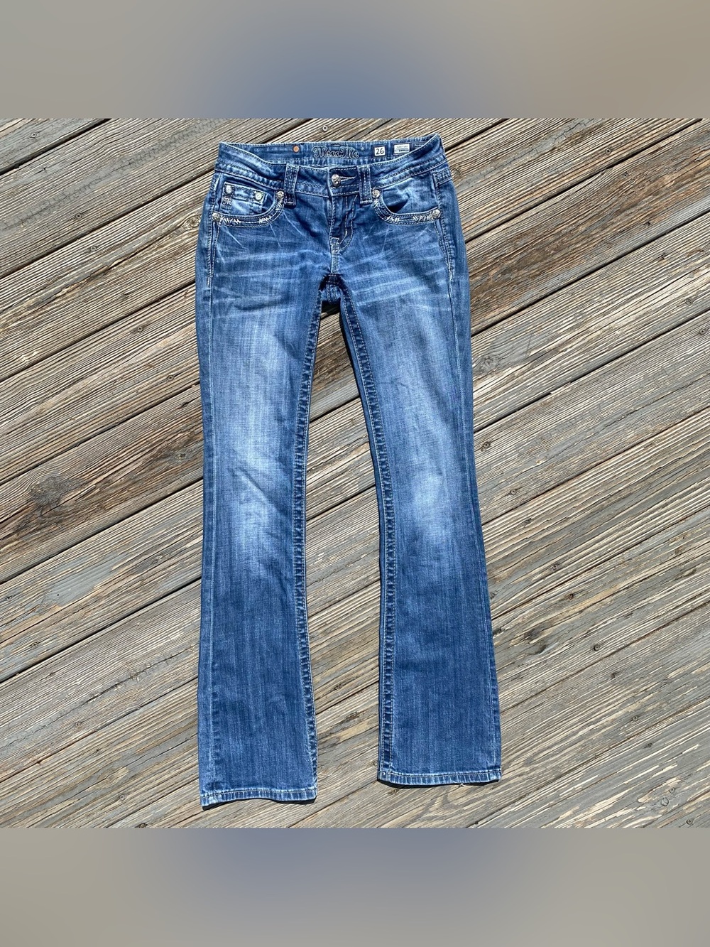 Miss Me Bling Fleur De Lis Signature Bootcut Jeans 26